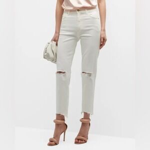 New - Ramy Brook Women's Langley High-Rise Cropped Jeans - Color Cream - Size 28